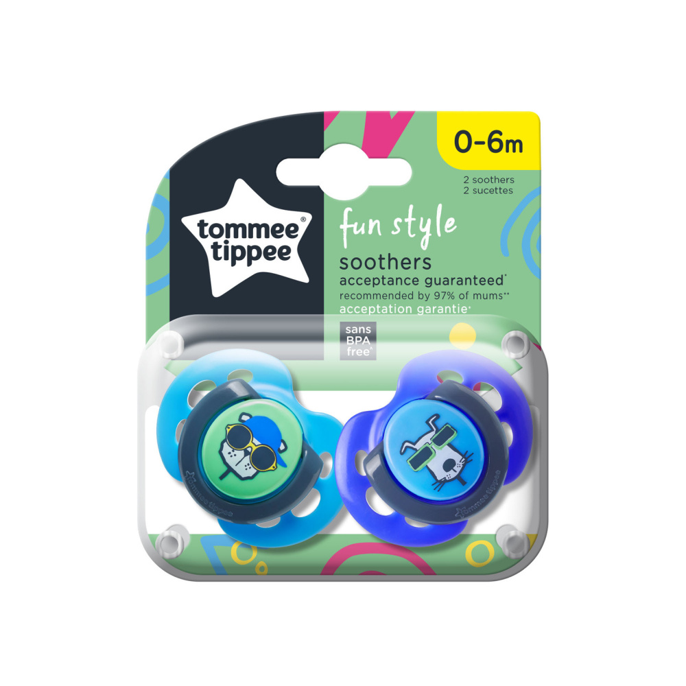 Пустышка Tommee tippee силиконовая Fun Style 0-6 мес. 2 шт. - фото 1