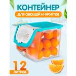 Контейнер elfplast для овощей и фруктов пластиковый 12 л бирюзовый 33х24х23.5 см