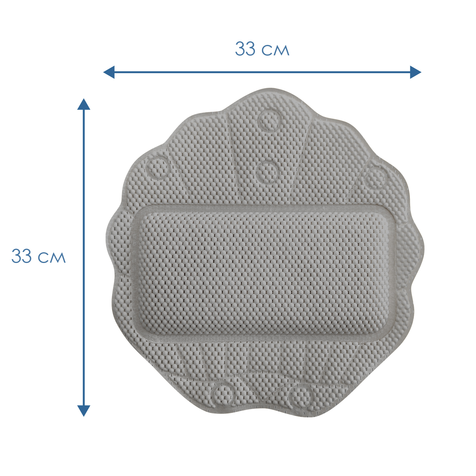 Подушка для ванны с присосками VILINA мягкая массажная расслабляющая 33х33 см серая - фото 6