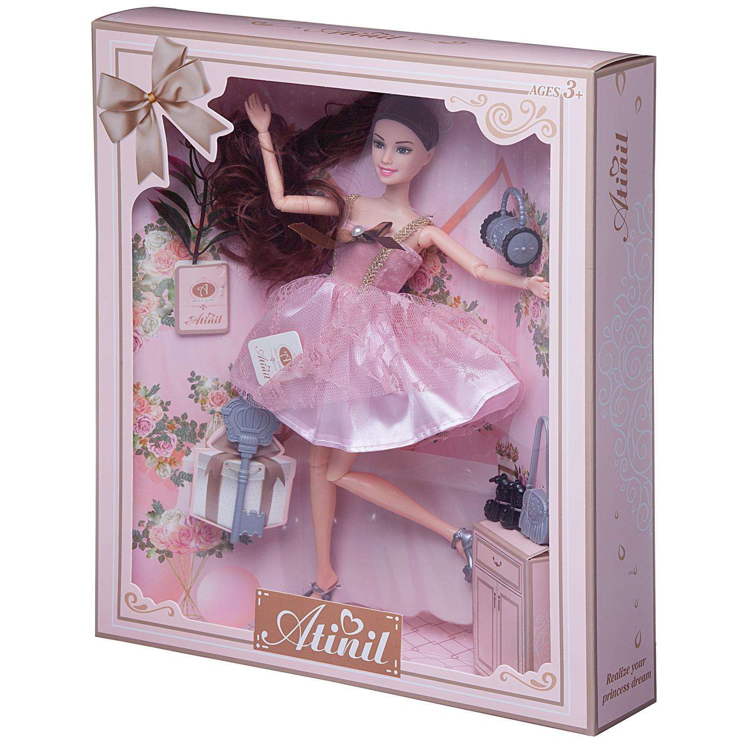 Кукла Atinil Junfa Мой розовый мир в платье с двухслойной юбкой Шатенка WJ-21547/шатенка - фото 3