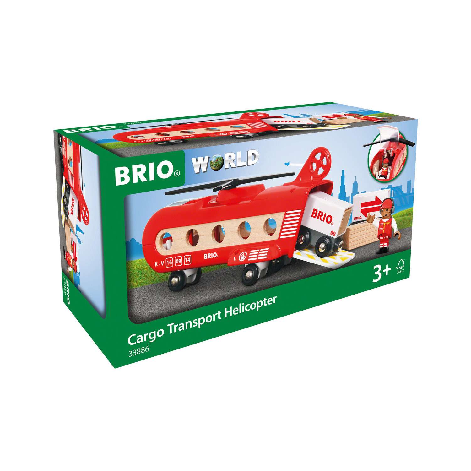 Железная дорога деревянная BRIO Грузовой вертолёт с вагонами 8 элементов - фото 6