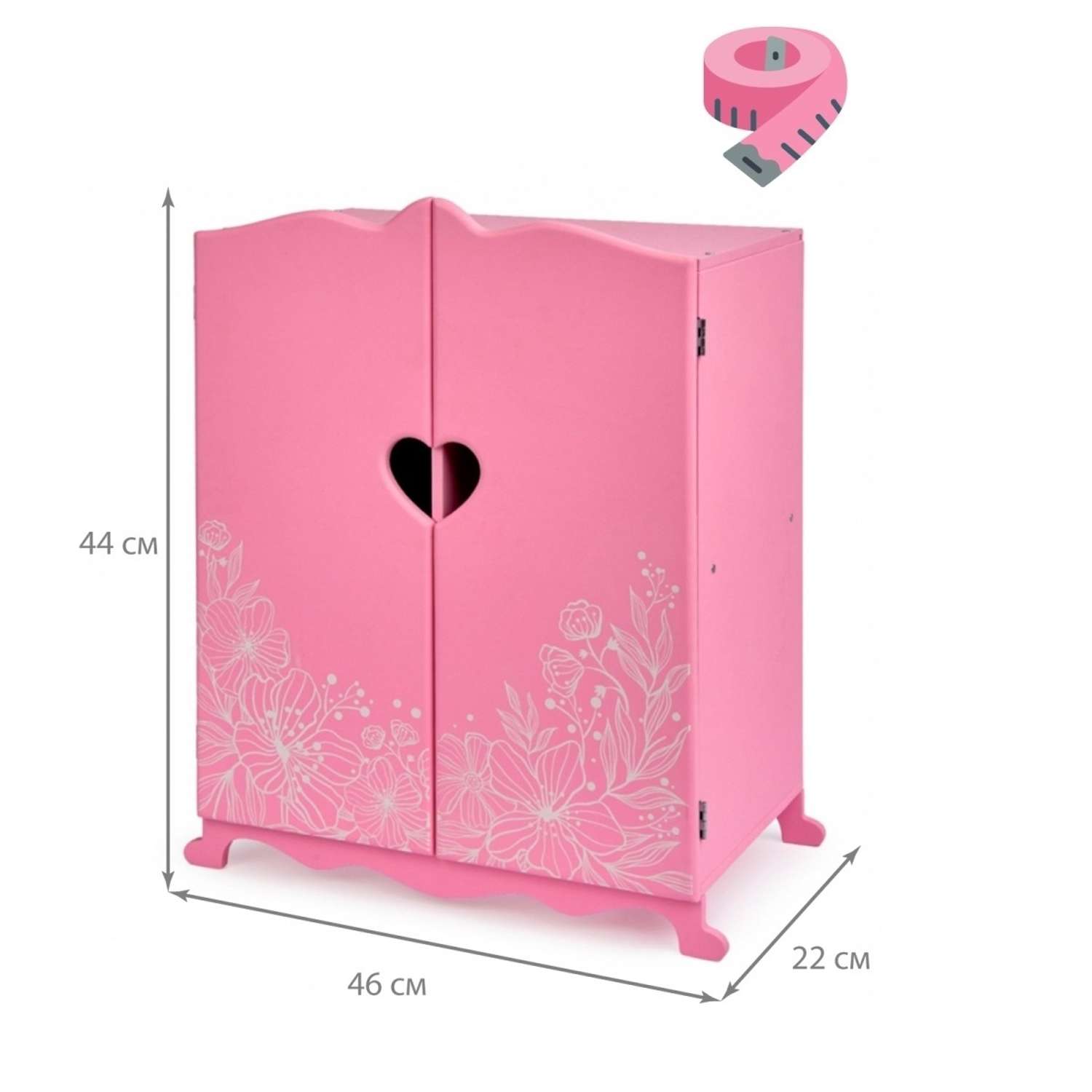 Шкаф для кукол Манюня с цветочным принтом Розовый 72419 - фото 3