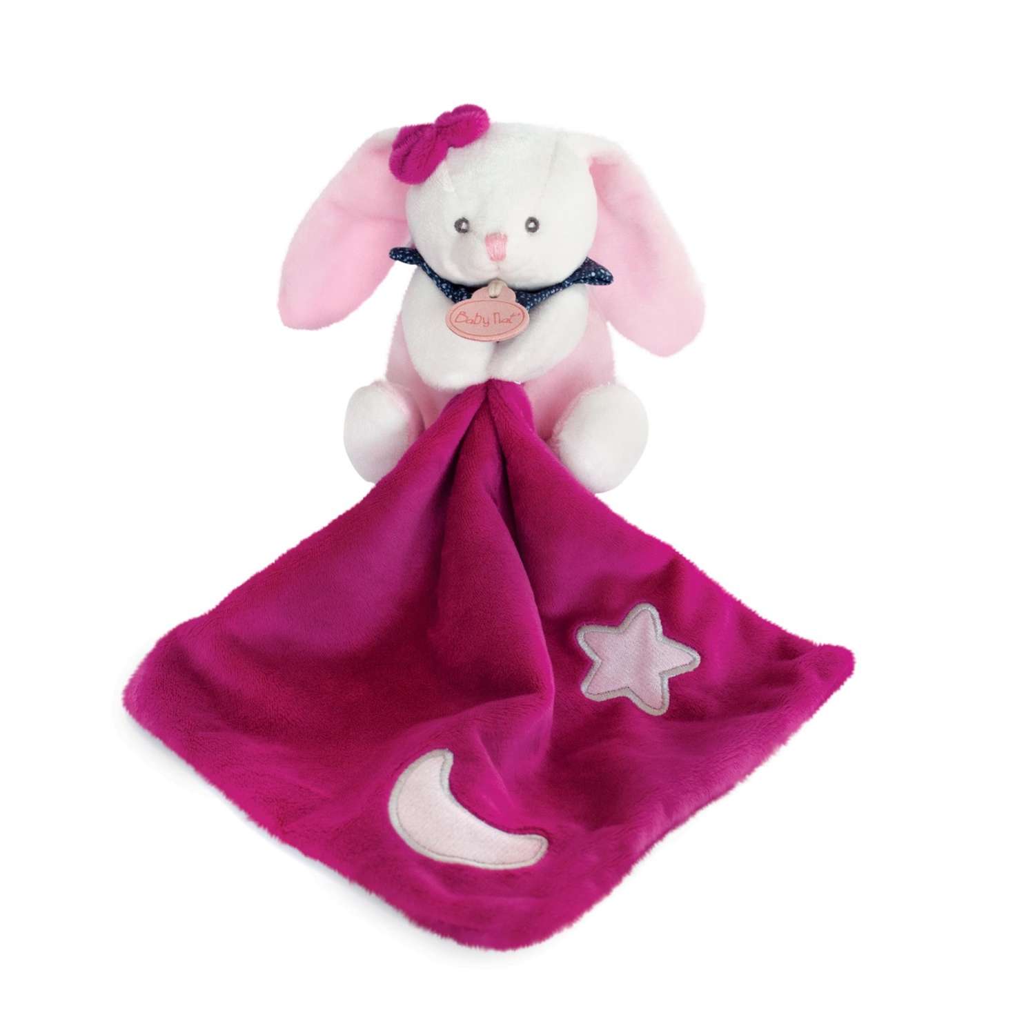 Игрушка BABY NAT' by DDC комфортер с платочком зайчик розовый - фото 1