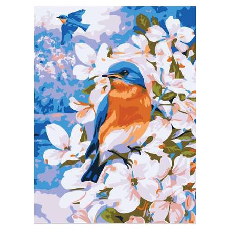 Картина по номерам Юнландия антистресс Птица в цветущем саду