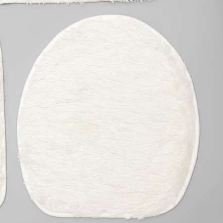 Набор ковриков Доляна для ванной и туалета «Плюшевый» 3 шт: 80×49 40×49 40×35 см цвет белый