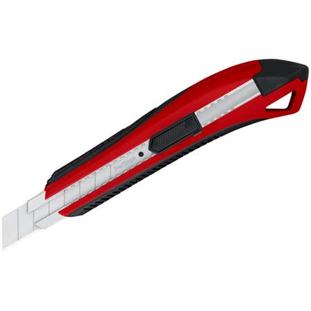 Нож канцелярский Berlingo 18мм Razzor 300 auto-lock металлические направляющие мягкие вставки красный европодвес