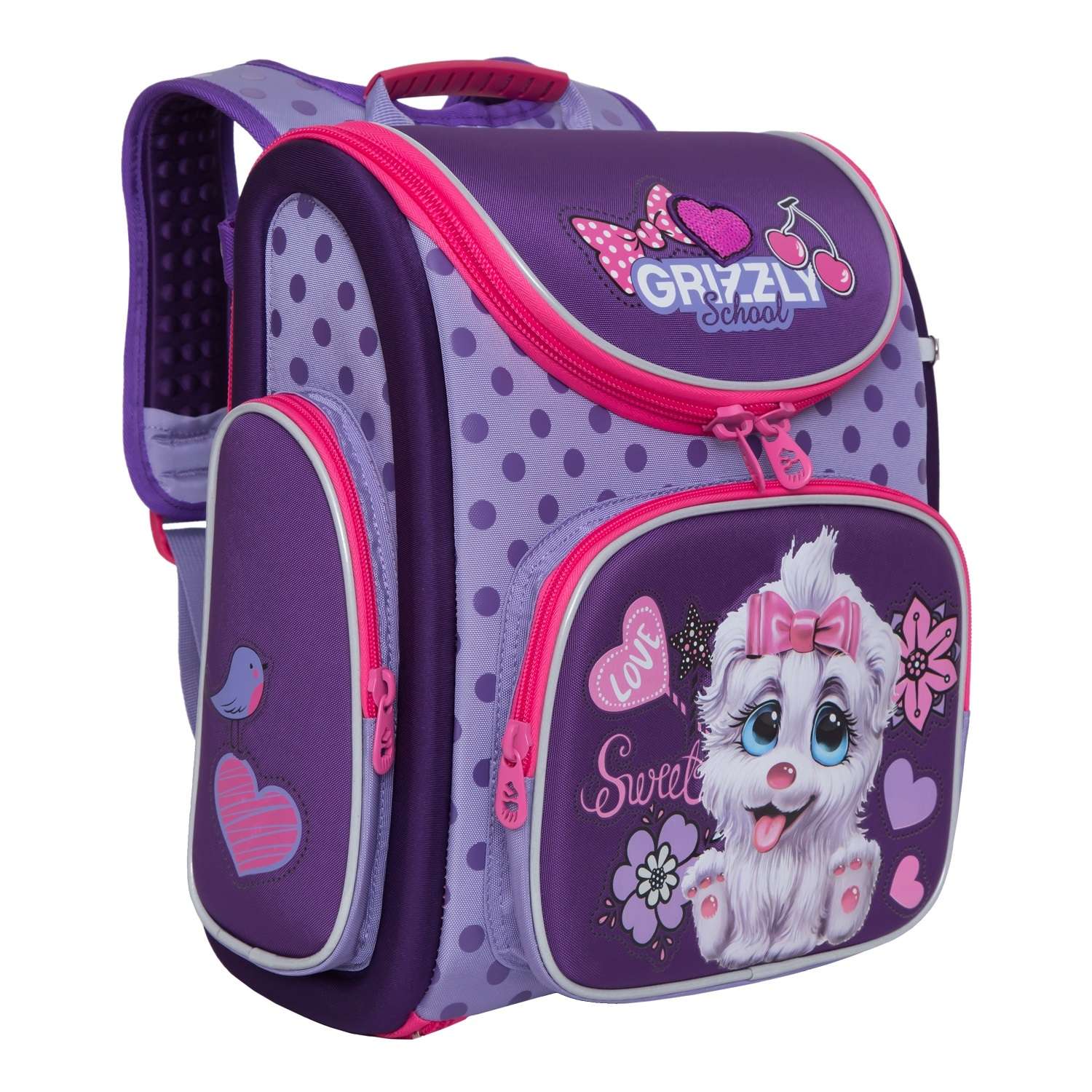 Рюкзак школьный Grizzly Собачка Фиолетовый-Лаванда RAr-080-3/1 - фото 2