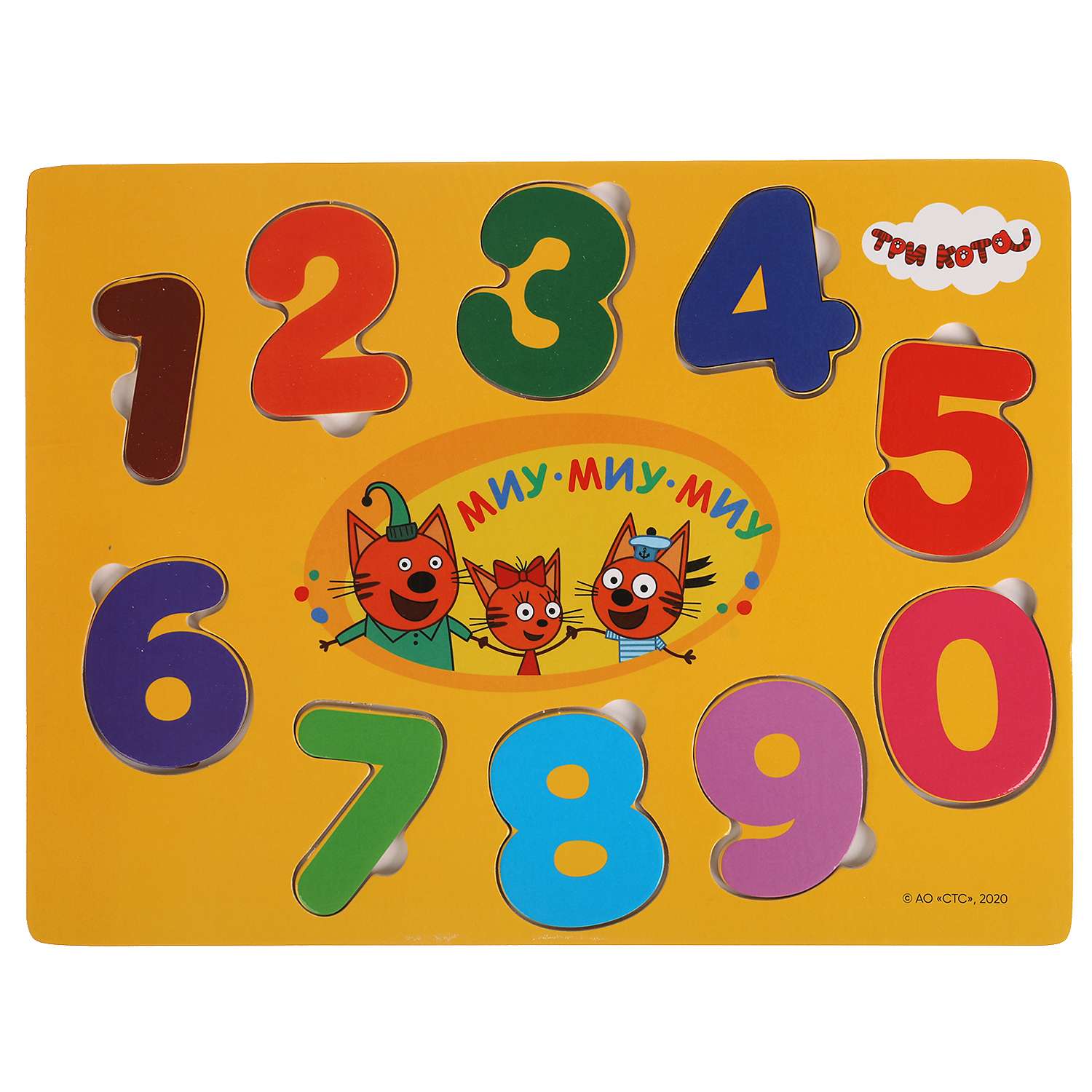 Игрушка деревянная Буратино Три Кота вкладыш цифры - фото 1