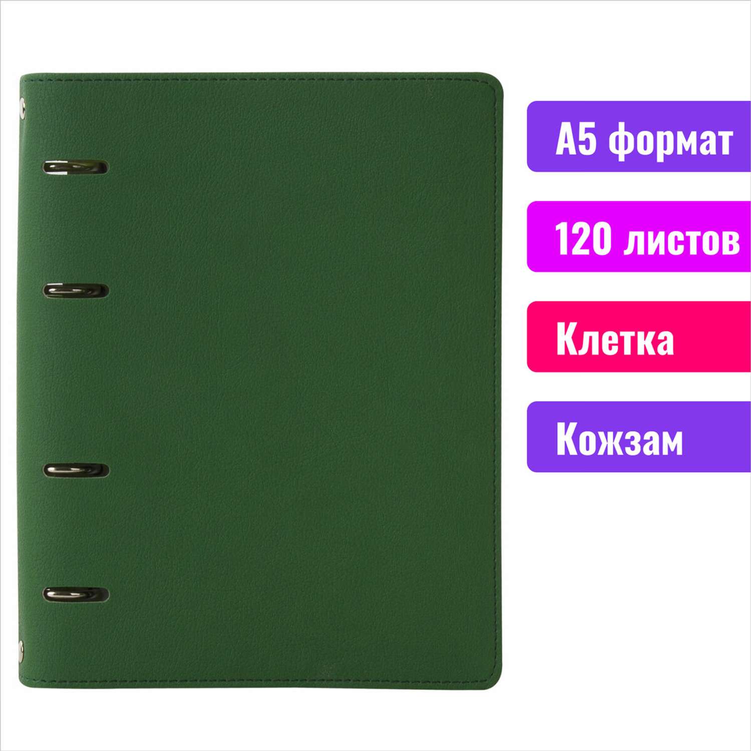 Сменный блок для тетради на кольцах, А5, 120 л., BRAUBERG, 4 цвета по 30 листов, 404614