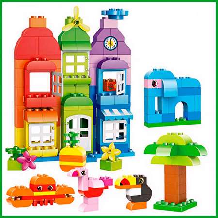 Игрушка LX Конструктор Duplo Мир животных и домов 166 деталей