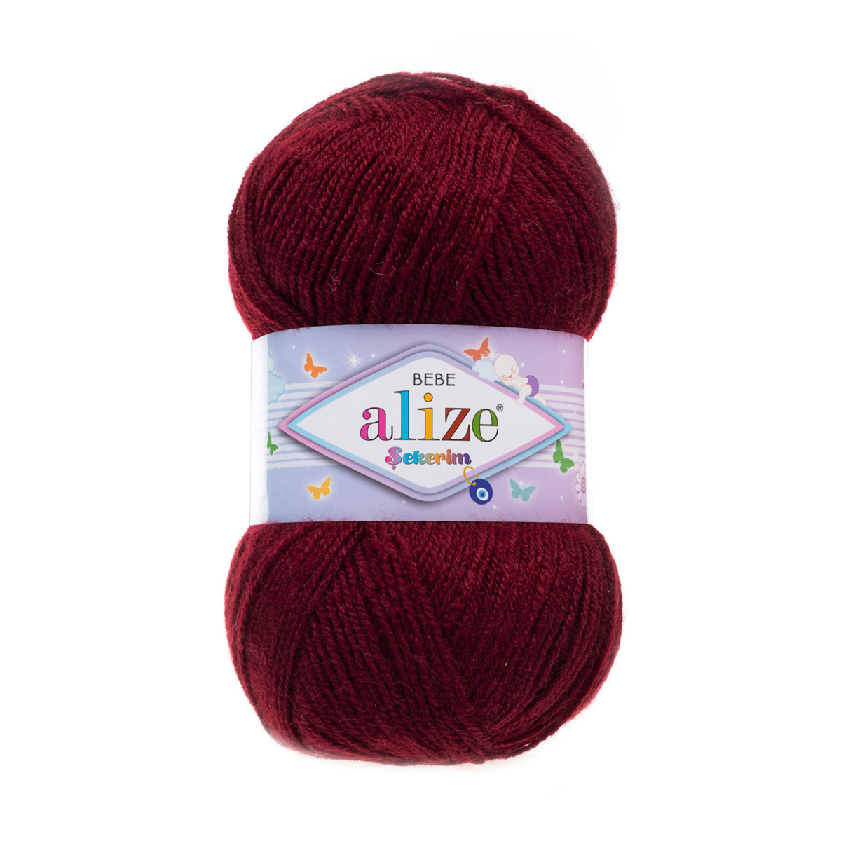 Пряжа для вязания Alize sekerim bebe 100 гр 320 м акрил для мягких игрушек 57 бордовый 5 мотков - фото 3