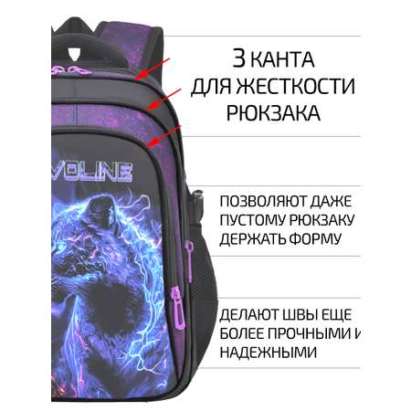 Рюкзак школьный Evoline Черный кошка в синеве EVO-155-CAT-2