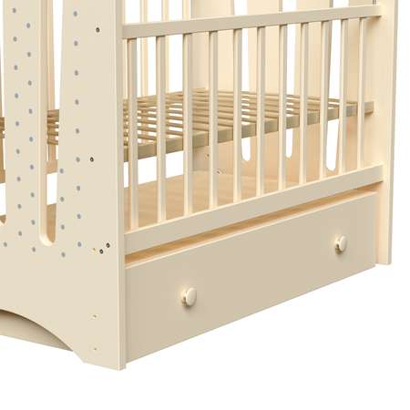Детская кроватка ВДК Bonne прямоугольная, продольный маятник (слоновая кость)