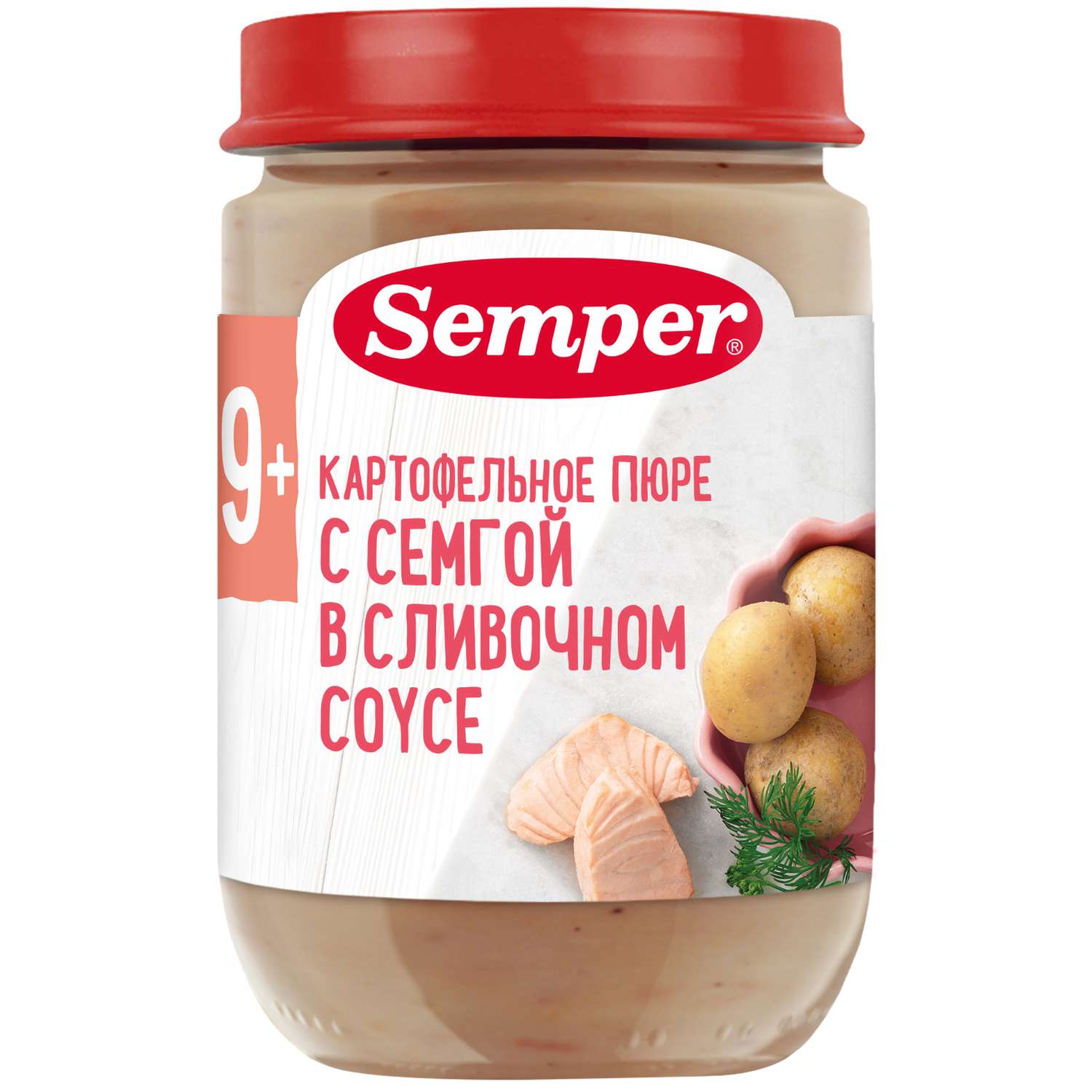 Пюре Semper картофель-семга-сливочный соус 190 г с 12 месяцев - фото 1