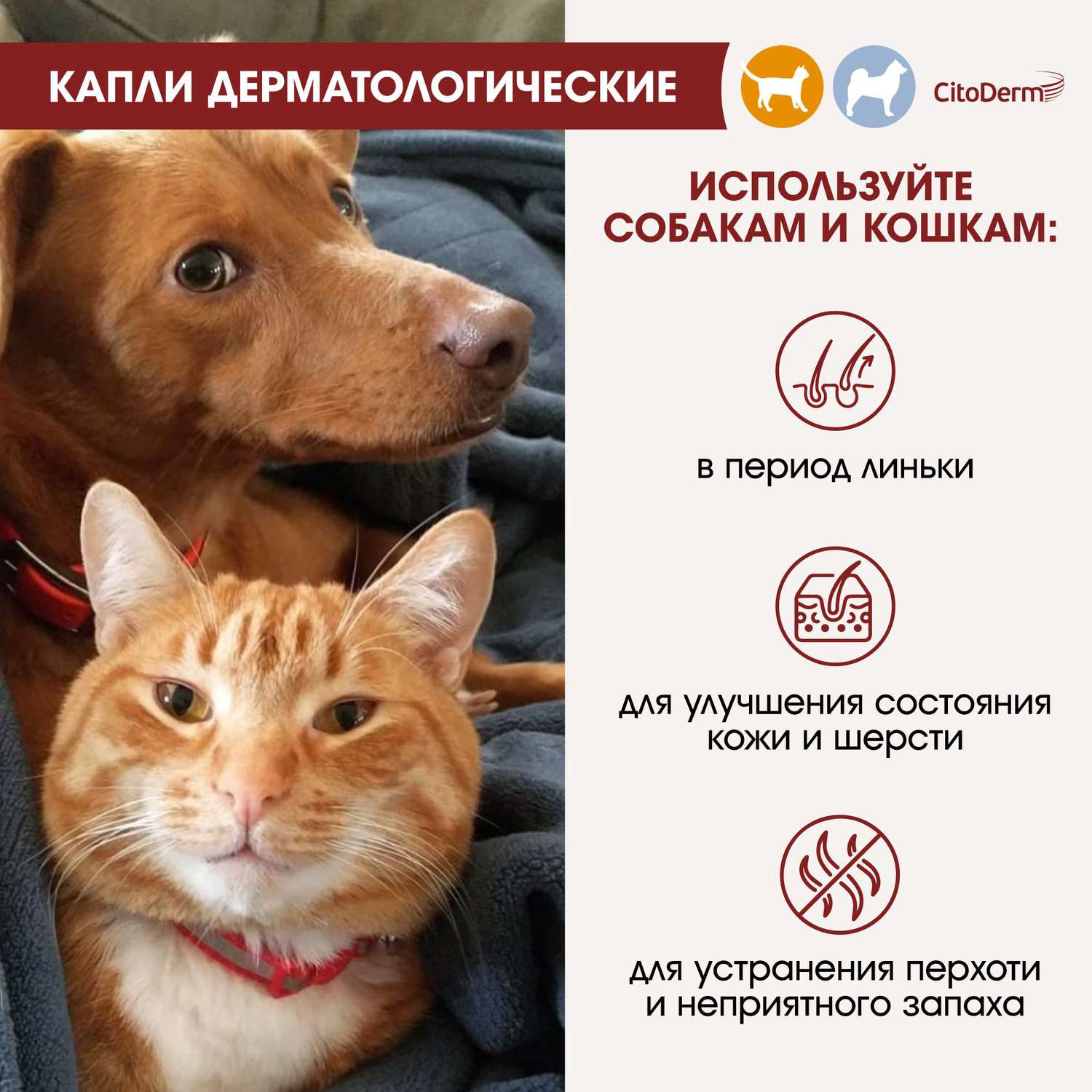 Капли для кошек и собак CitoDerm до 10кг дерматологические 1мл - фото 4
