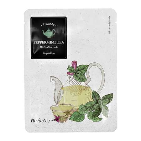 Маска тканевая Elishacoy Skin tea time с экстрактом листьев перечной мяты успокаивающая 20 г