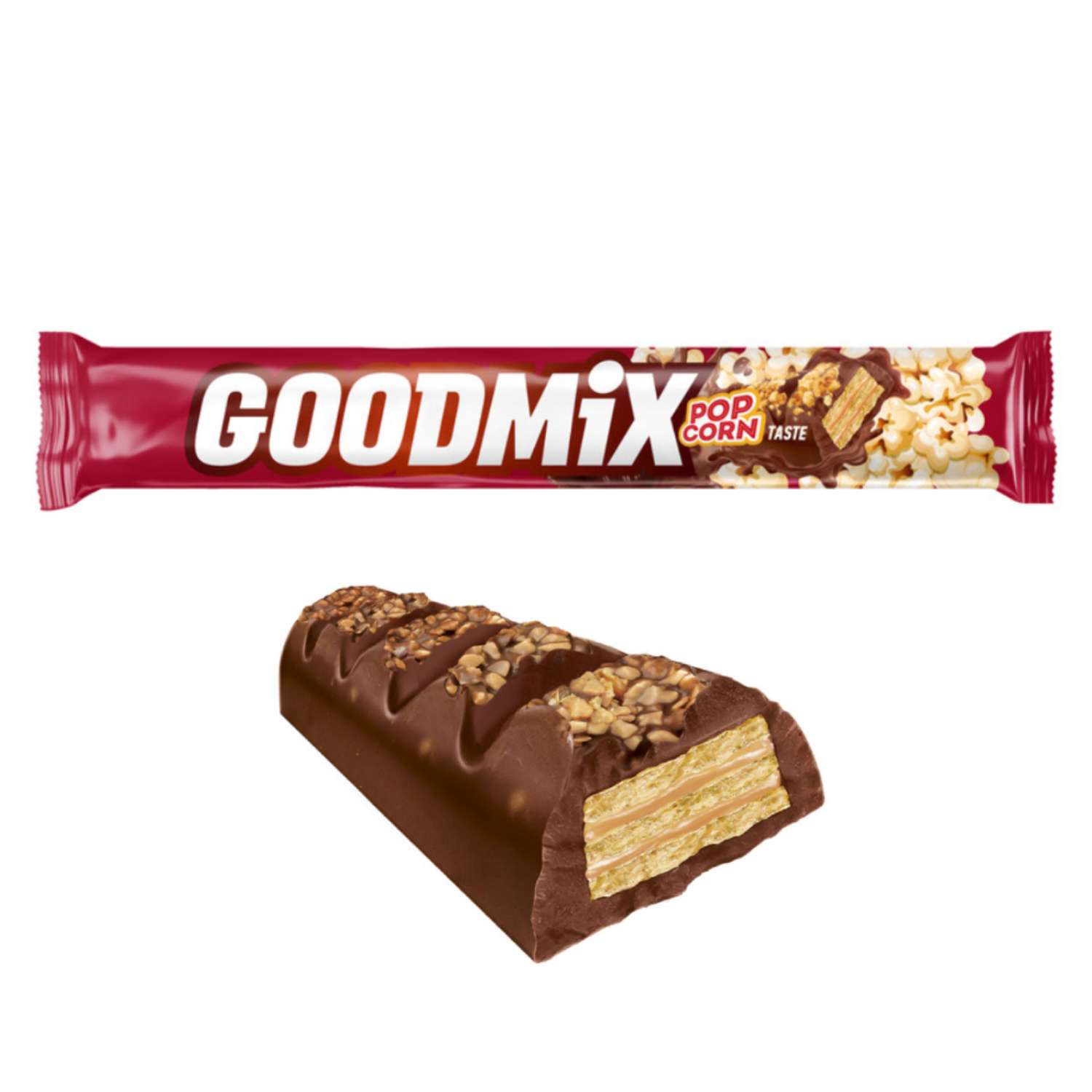 Батончик шоколадный Goodmix Duo попкорн 45г - фото 1