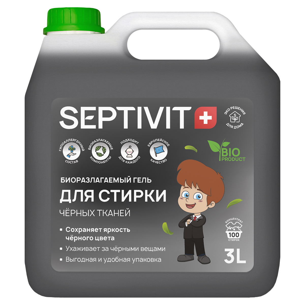 Гель для стирки SEPTIVIT Premium для Черных тканей 3л - фото 1