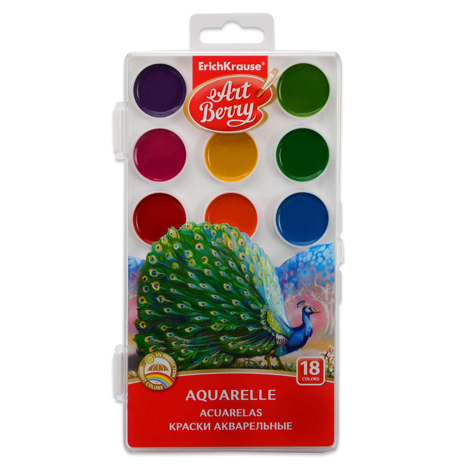 Краски акварельные ErichKrause artberry 18 цветов с уф защитой яркости - фото 1