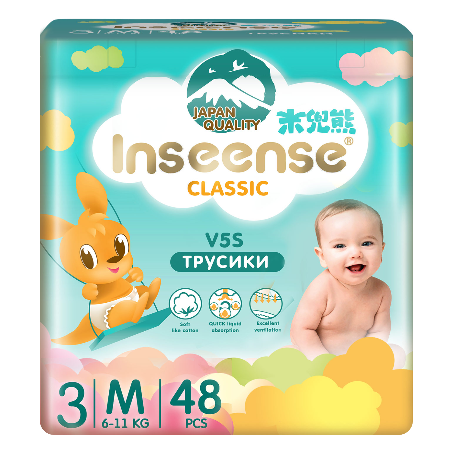 Подгузники-трусики INSEENSE ультратонкие Classic V5S размер M (6-11 кг) 48 шт - фото 2