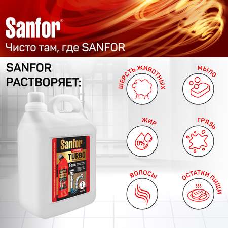 Средство против засоров Sanfor гель для труб Turbo - 5 л