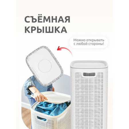 Корзина InHome для белья пластиковая с крышкой 100 л