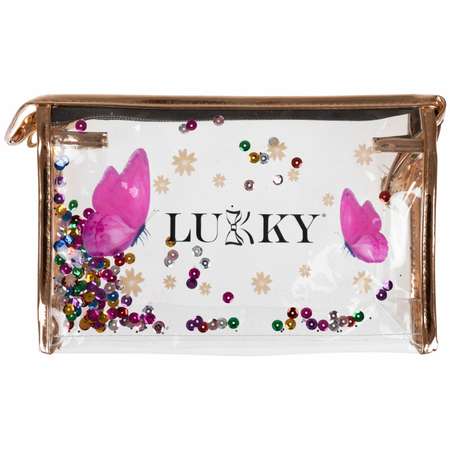 Косметичка женская набор 3 шт LUCKY Glam Trio прозрачные с подвижными блестками