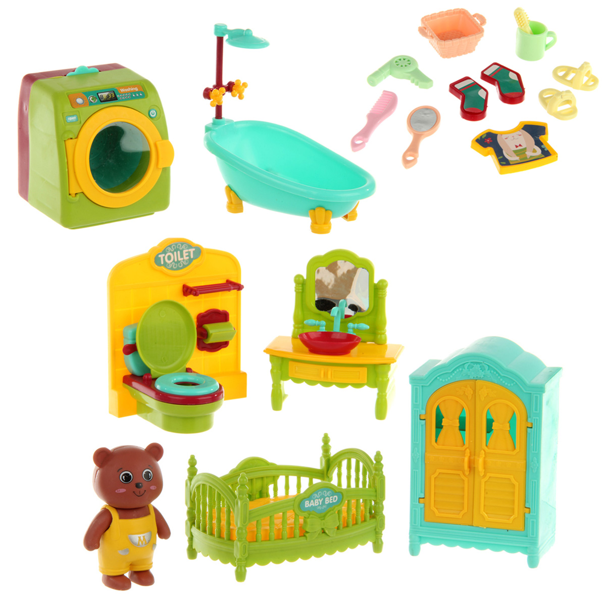 Мебель для кукол Veld Co Ванная комната с аксессуарами и медвежонком 119900 - фото 1