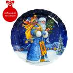 Блюдо Доляна стеклянное сервировочное «Дед Мороз» 19×2.1 см
