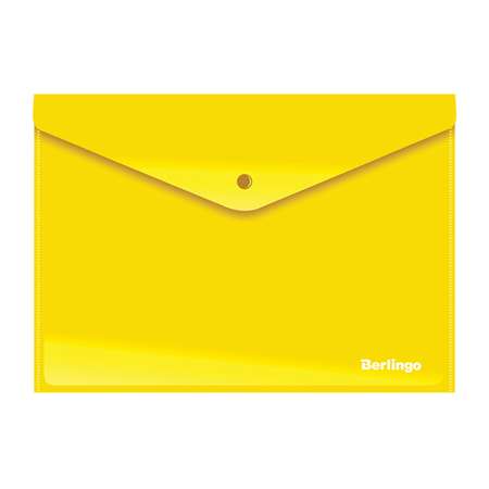 Папка-конверт на кнопке BERLINGO А4 180мкм непрозрачная желтая набор 10 шт