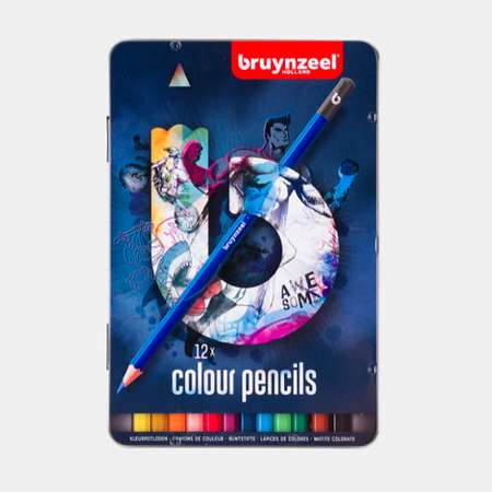 Набор цветных карандашей BRUYNZEEL Teen 12 цветов в синем металлическом коробе-пенале