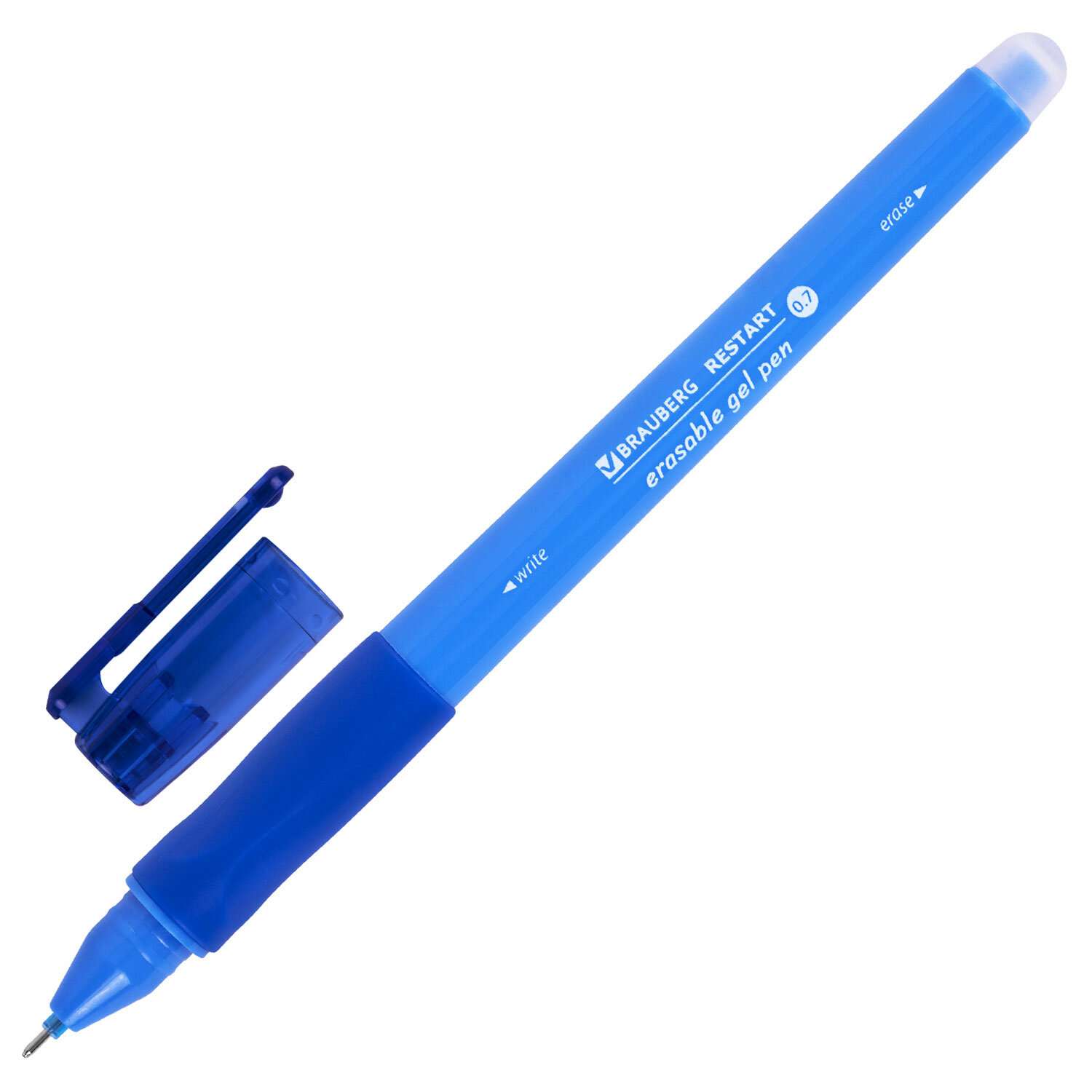 Ручка пиши стирай Brauberg гелевая синяя с эргономичным грипом + 9 стержней - фото 3