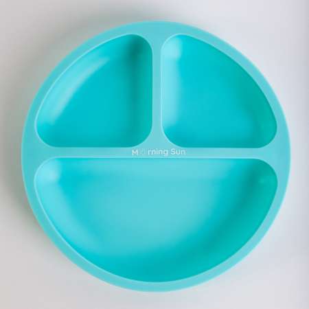Набор детской посуды Morning Sun силиконовый секционная тарелка ложка вилка мятный