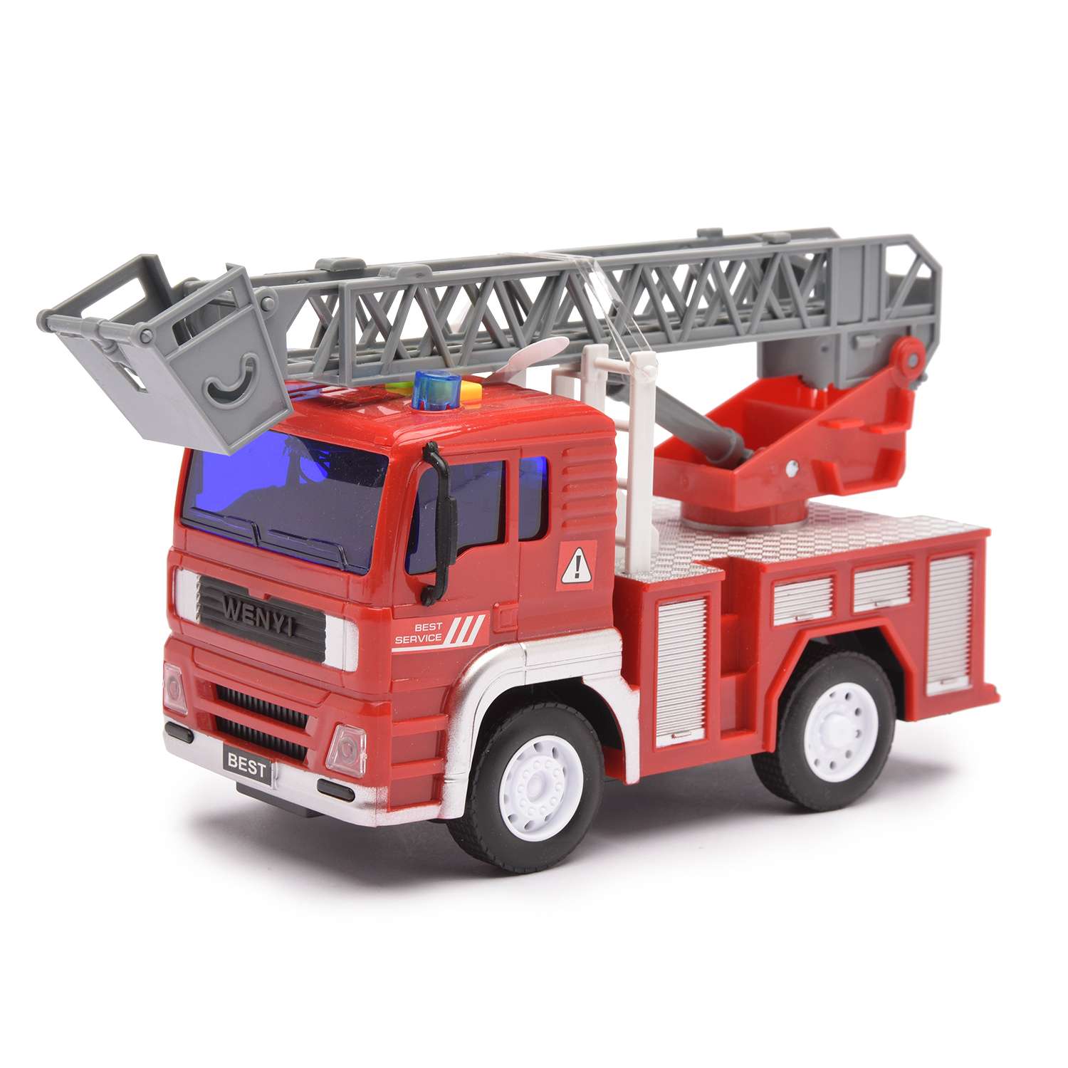 Пожарная машина Devik Toys c лестницей инерция (свет звук)1:20 3910547 - фото 1