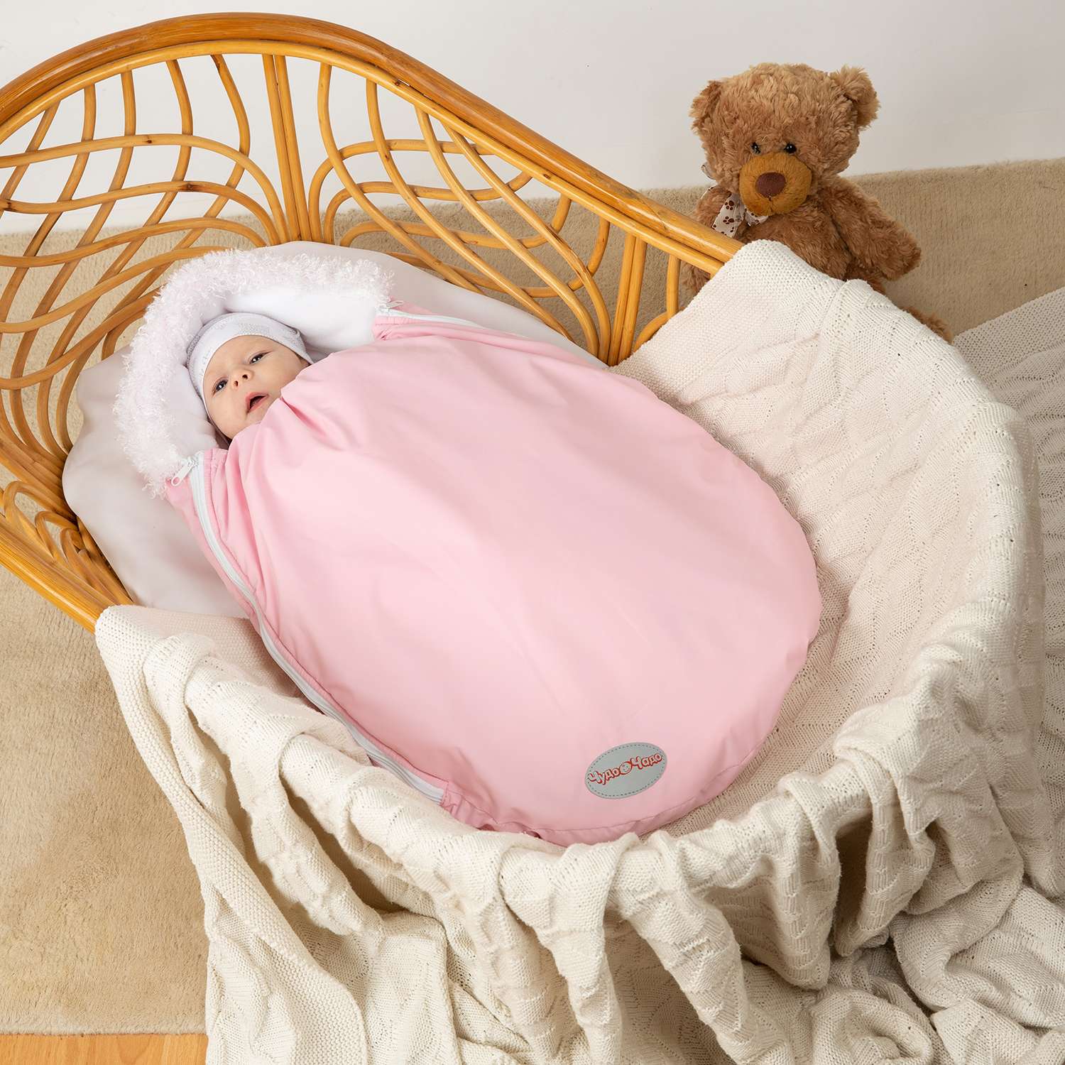 Конверт для новорожденного Чудо-Чадо флисовый «Зимовенок» бледно-розовый - фото 2