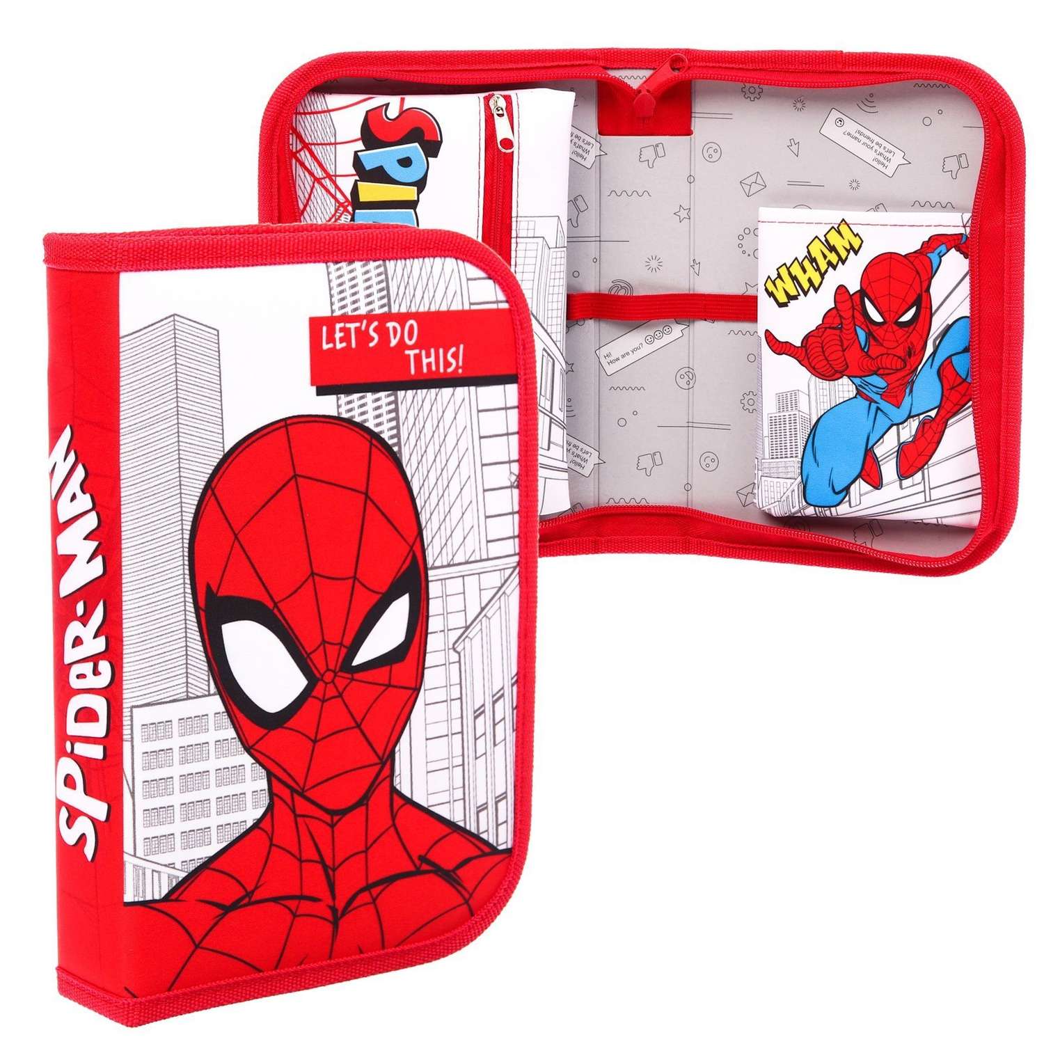 Пенал Marvel каркасный 1 секция откидной карман Человек-паук - фото 1
