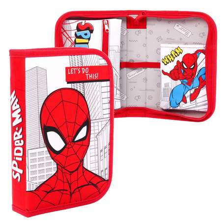 Пенал Marvel каркасный 1 секция откидной карман Человек-паук