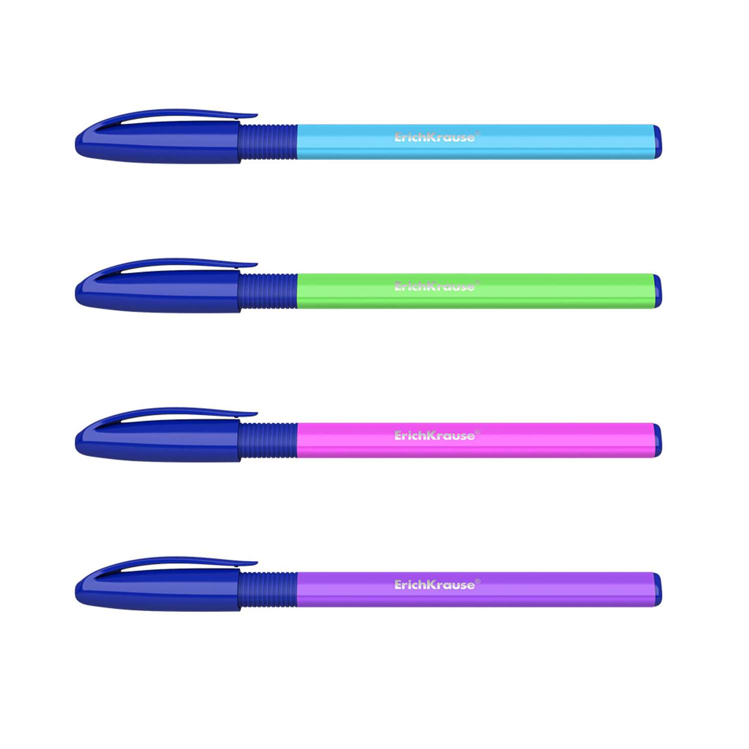 Ручка шариковая ErichKrause U 109 Neon Stick and Grip Ultra Glide Technology синий 4 шт - фото 2