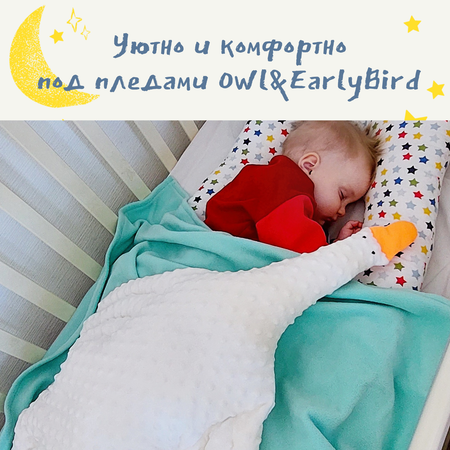 Плед Owl and EarlyBird флисовый детский для новорожденных Wing Мятный