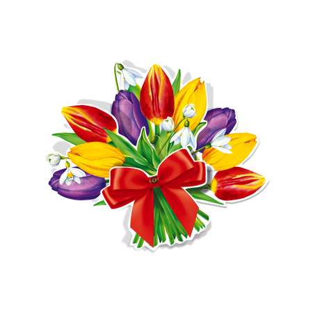Плакат движ-декор Мир поздравлений на 8 марта украшение для интерьера в школу тюльпаны и подснежники