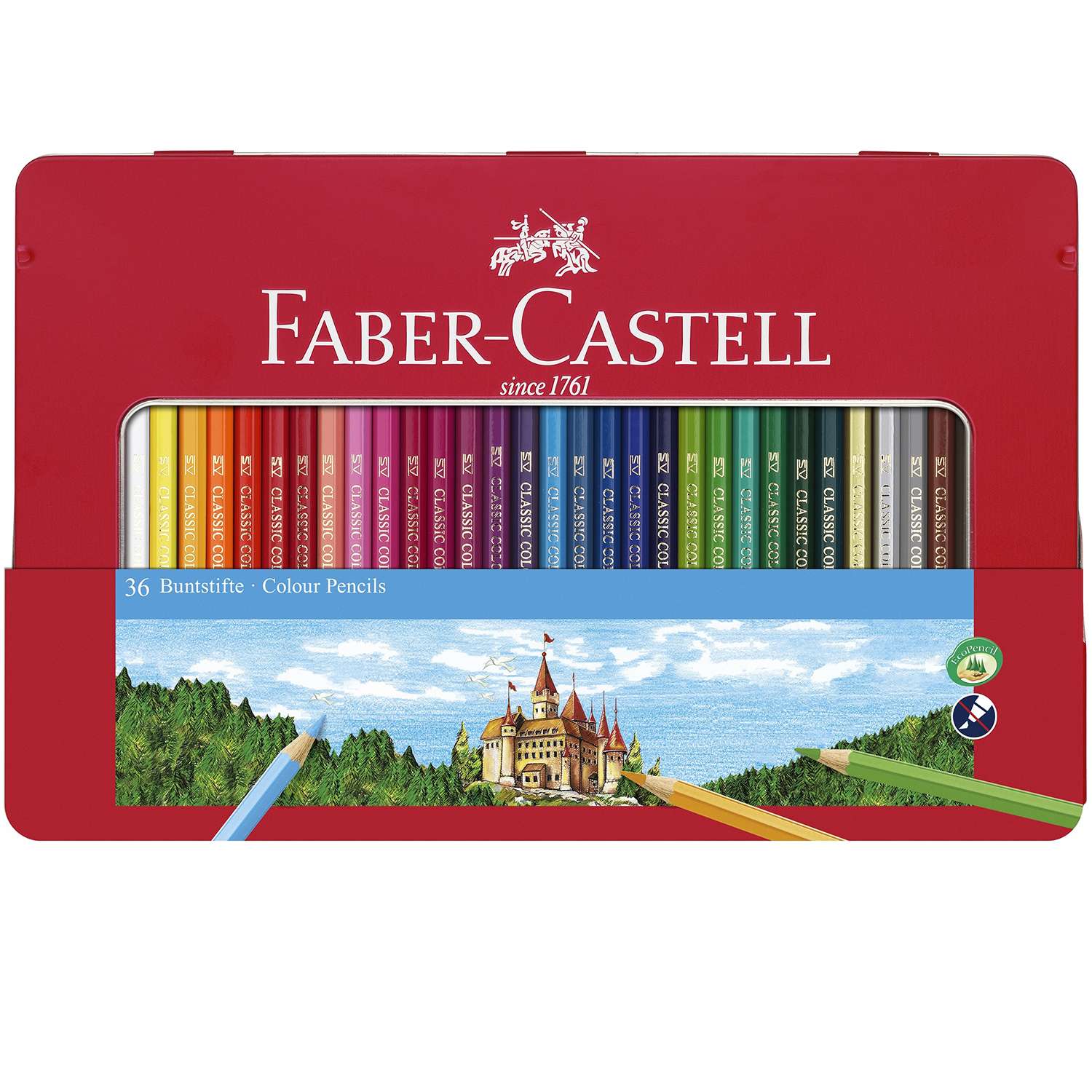 Цветные карандаши Faber Castell Замок в подарочной мет. коробке 36 шт. - фото 1