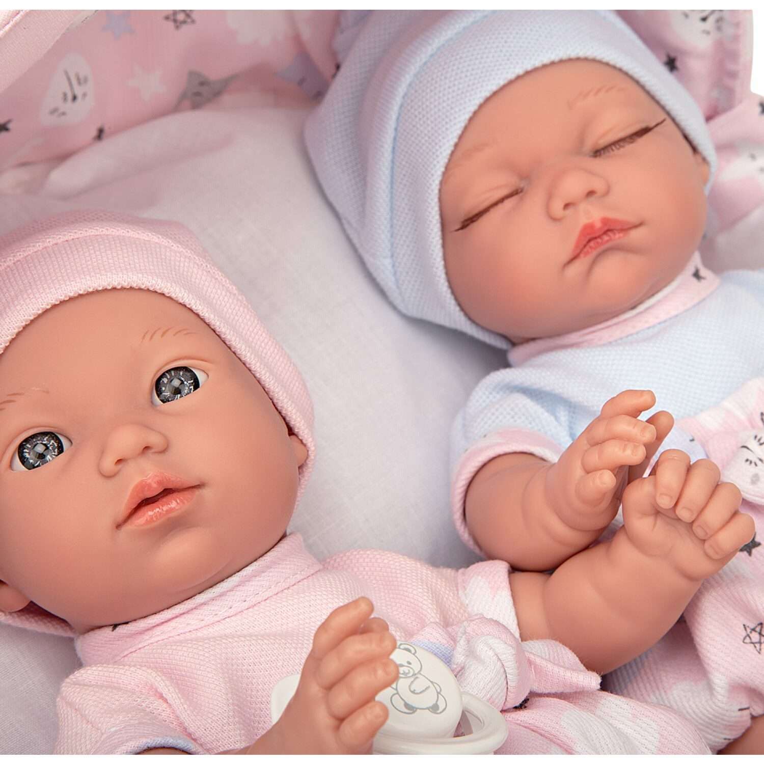 Набор кукол Arias ELEGANCE BABIS GEMELOS реборн двойняшки 26 cм в люльке переноске Т22894 - фото 2