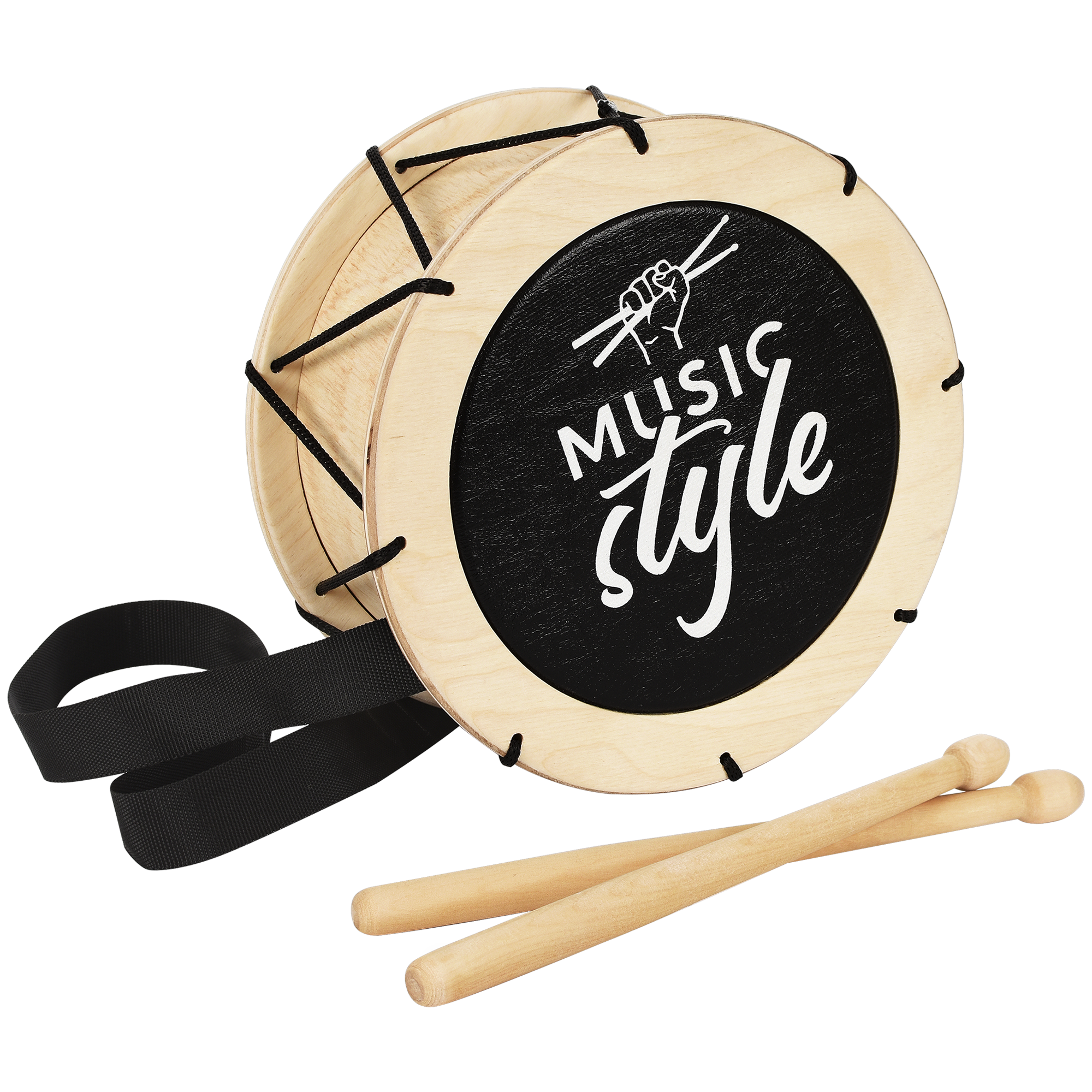 Музыкальный инструмент детский Мега Тойс деревянный барабан игрушка Music Style - фото 1
