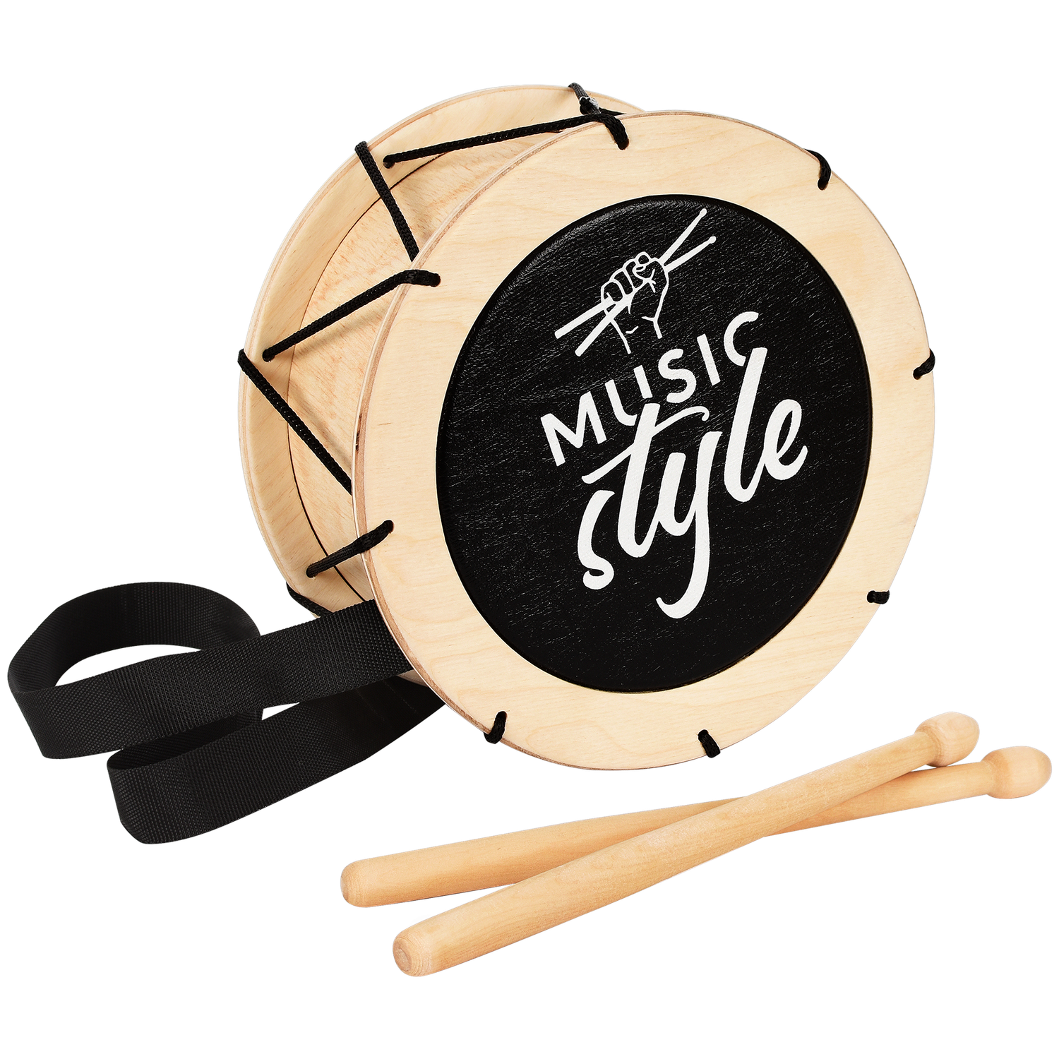 Музыкальный инструмент детский Мега Тойс деревянный барабан игрушка Music Style - фото 1