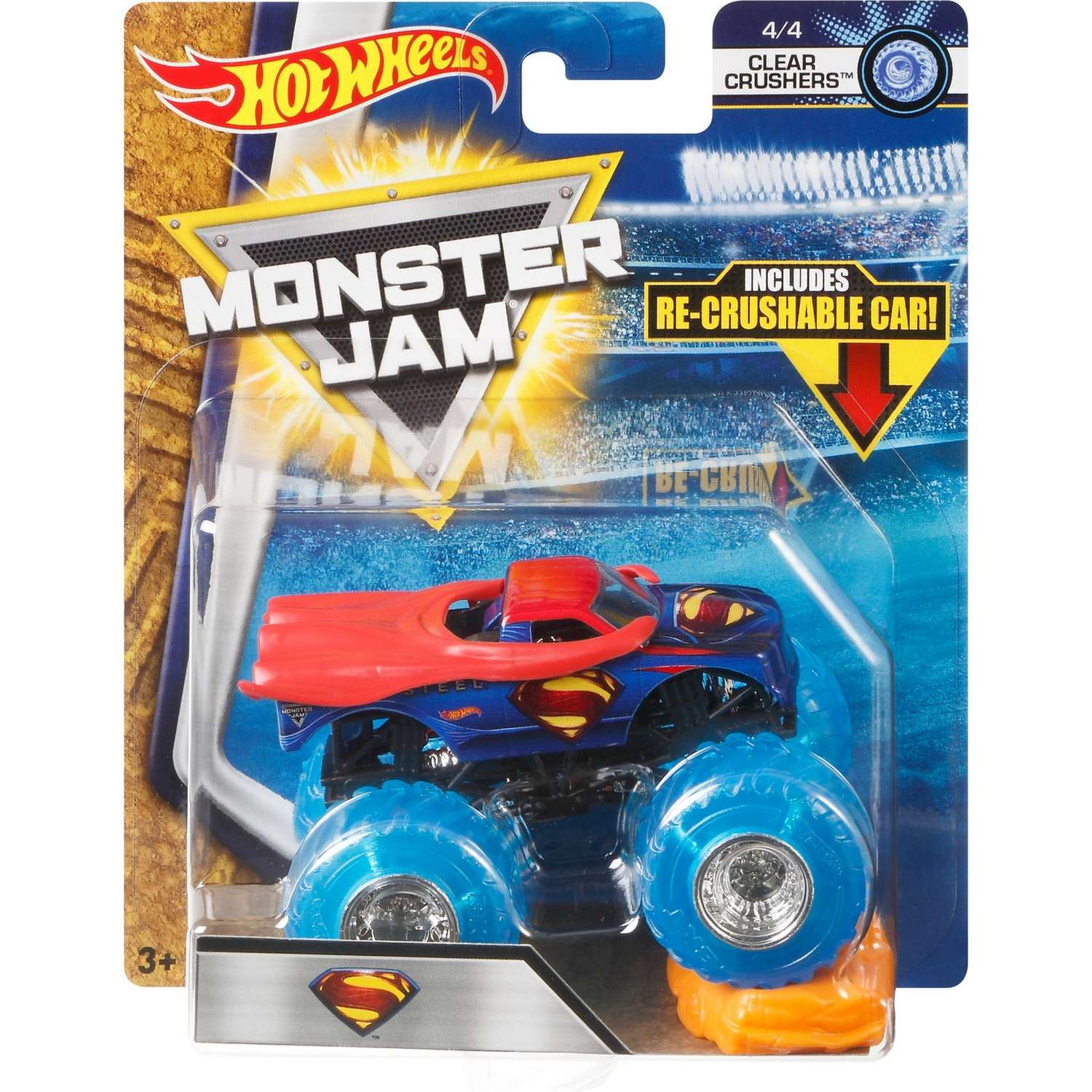 Машина Hot Wheels Monster Jam 1:64 Clear Cruschers Супермен FLX21 21572 - фото 2
