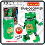 Трансформер BONDIBON BONDIBOT 2 в 1 банка - робот Самурай с оружием зелёного цвета