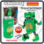 Трансформер Bondibon BONDIBOT 2 в 1 банка - робот Самурай с оружием зелёного цвета