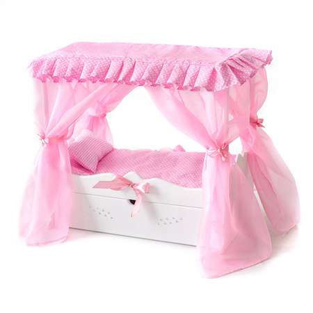 Кроватка для кукол Манюня Diamond princes с царским балдахином белая