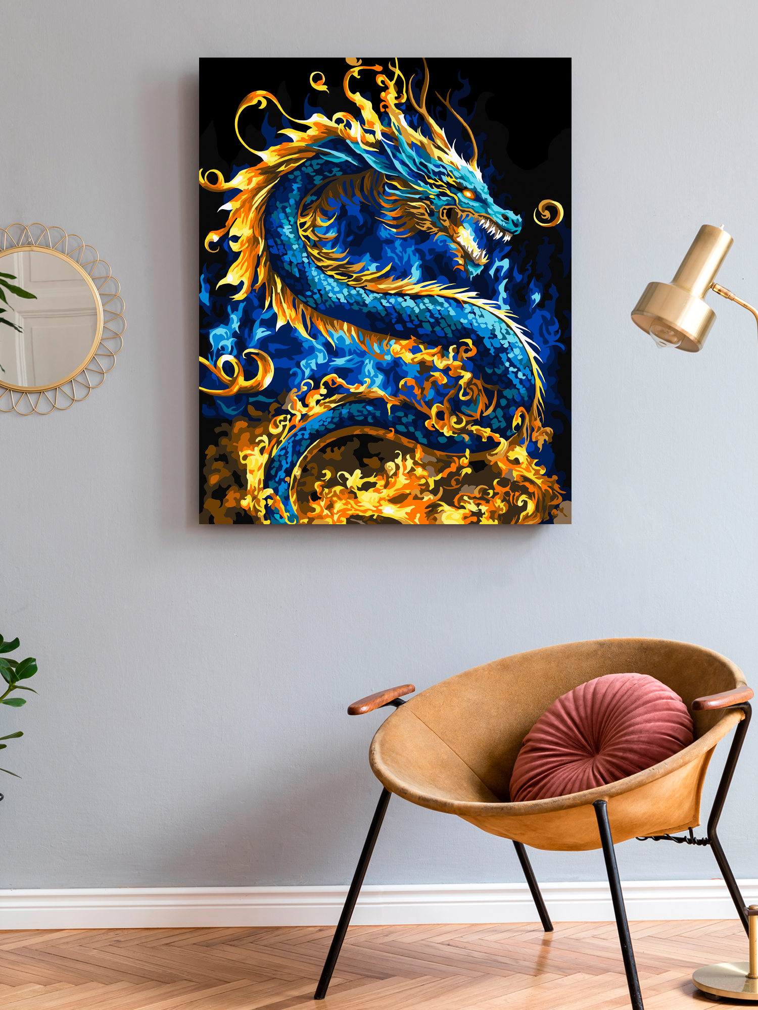 Картина по номерам Art on Canvas холст на подрамнике 40х50 см Дракон в огне - фото 3