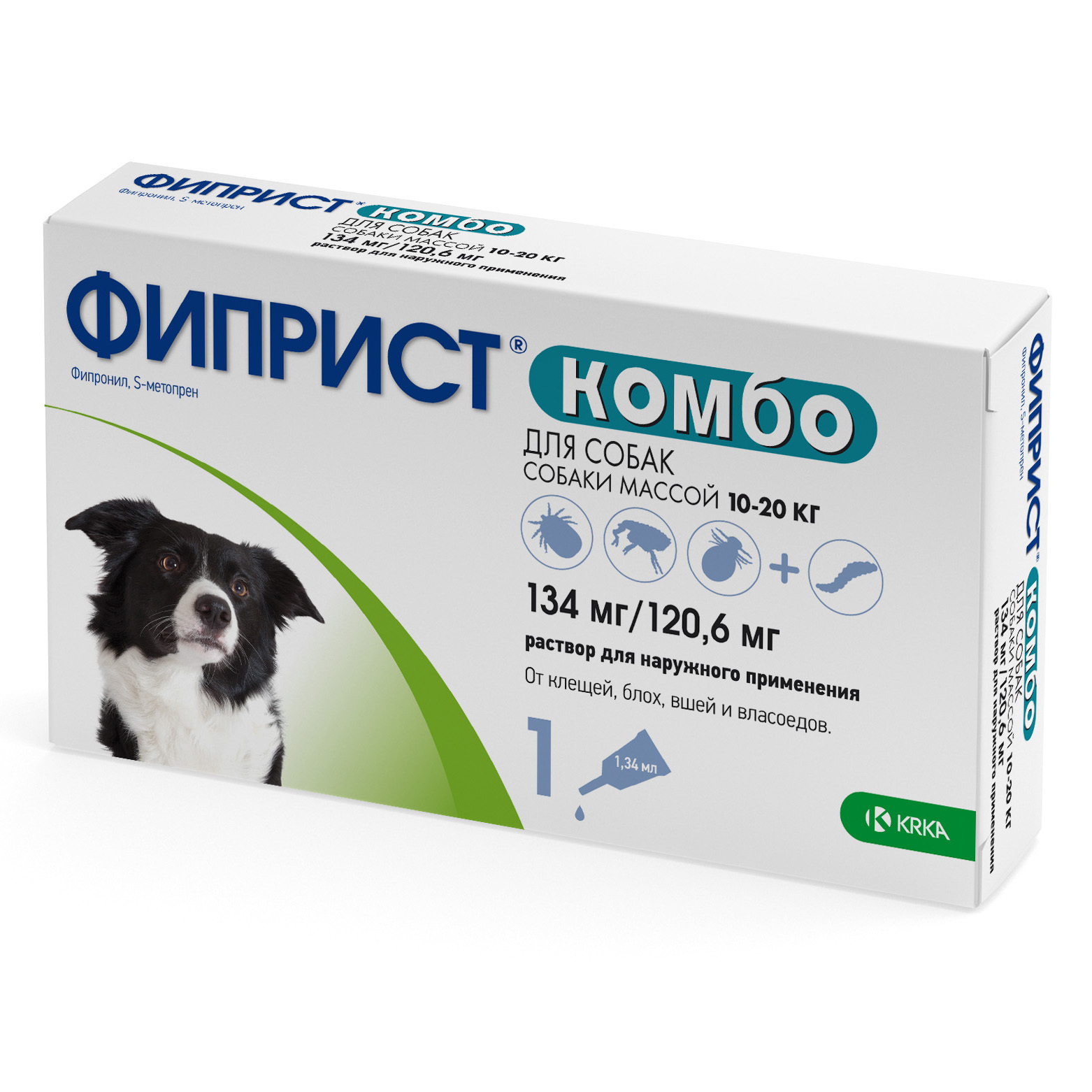 Препарат инсектоакарицидный для собак KRKA Фиприст Комбо 1.34мл №1 пипетка - фото 1